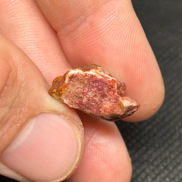 Mexican Fire Wish Bone Opal Specimen With A Fire Red Exterior & Blue Interior - Picture 11 of 13